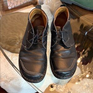 Men's Black Leather Lace-Up Casual Shoes